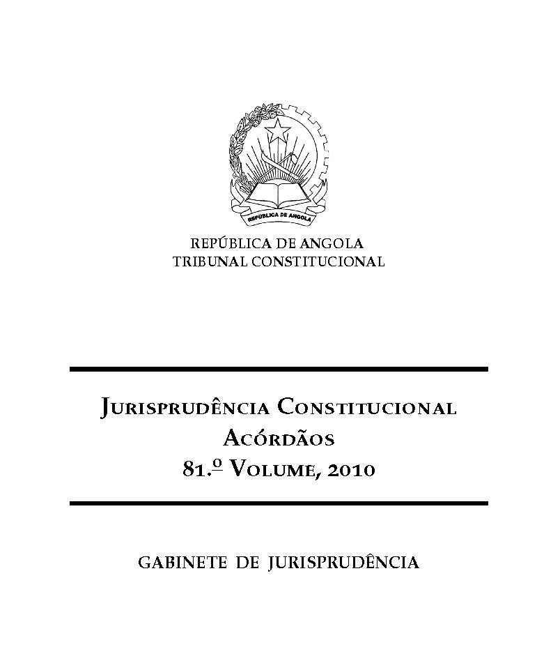 Image of  inside
     cover of Record of Decisions by the Angola Supreme Court